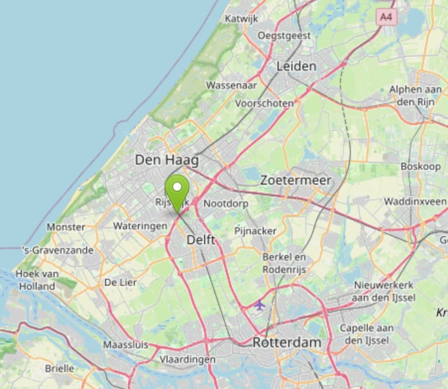 Kaart van het lesgebied van Rijschool Lane Assist: Den Haag, Rijswijk, Delft en Zoetermeer